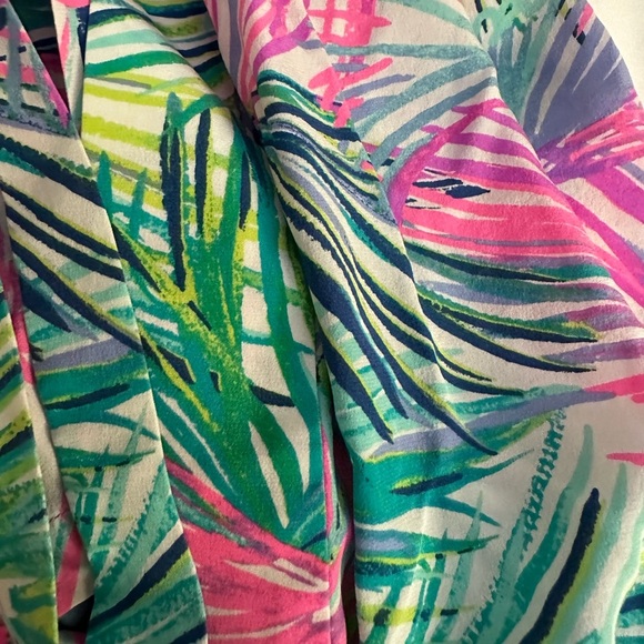 Lilly Pulitzer Palm Beach Silk Robe Multi Scarlet Macaw Size S/M (D10) - Picture 6 of 6